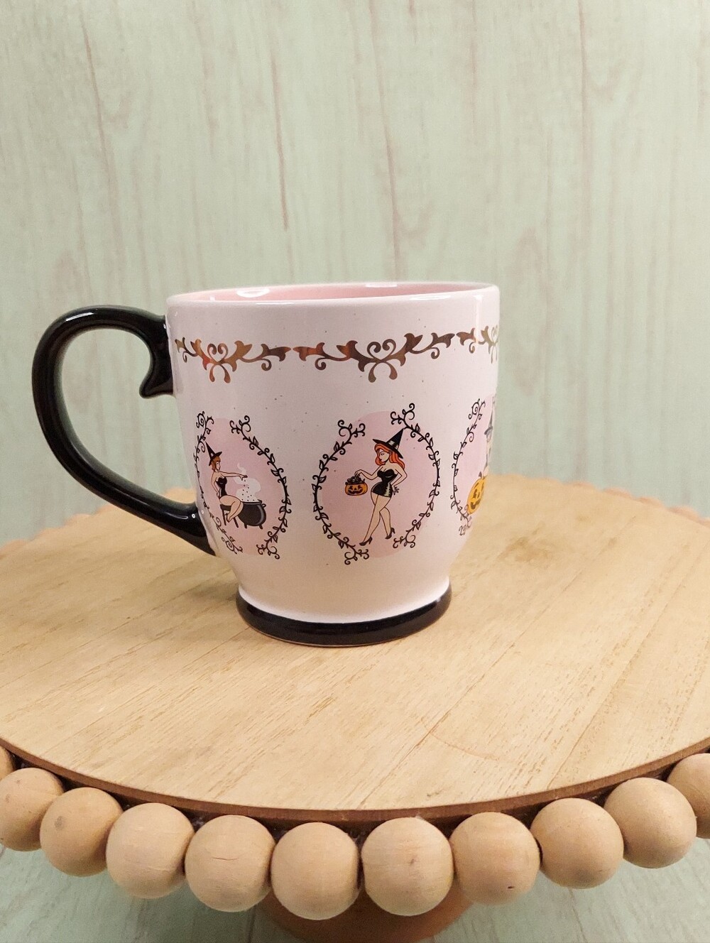 Halloween Pinup Witch Mug With Gold Accents NEW
